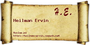 Heilman Ervin névjegykártya